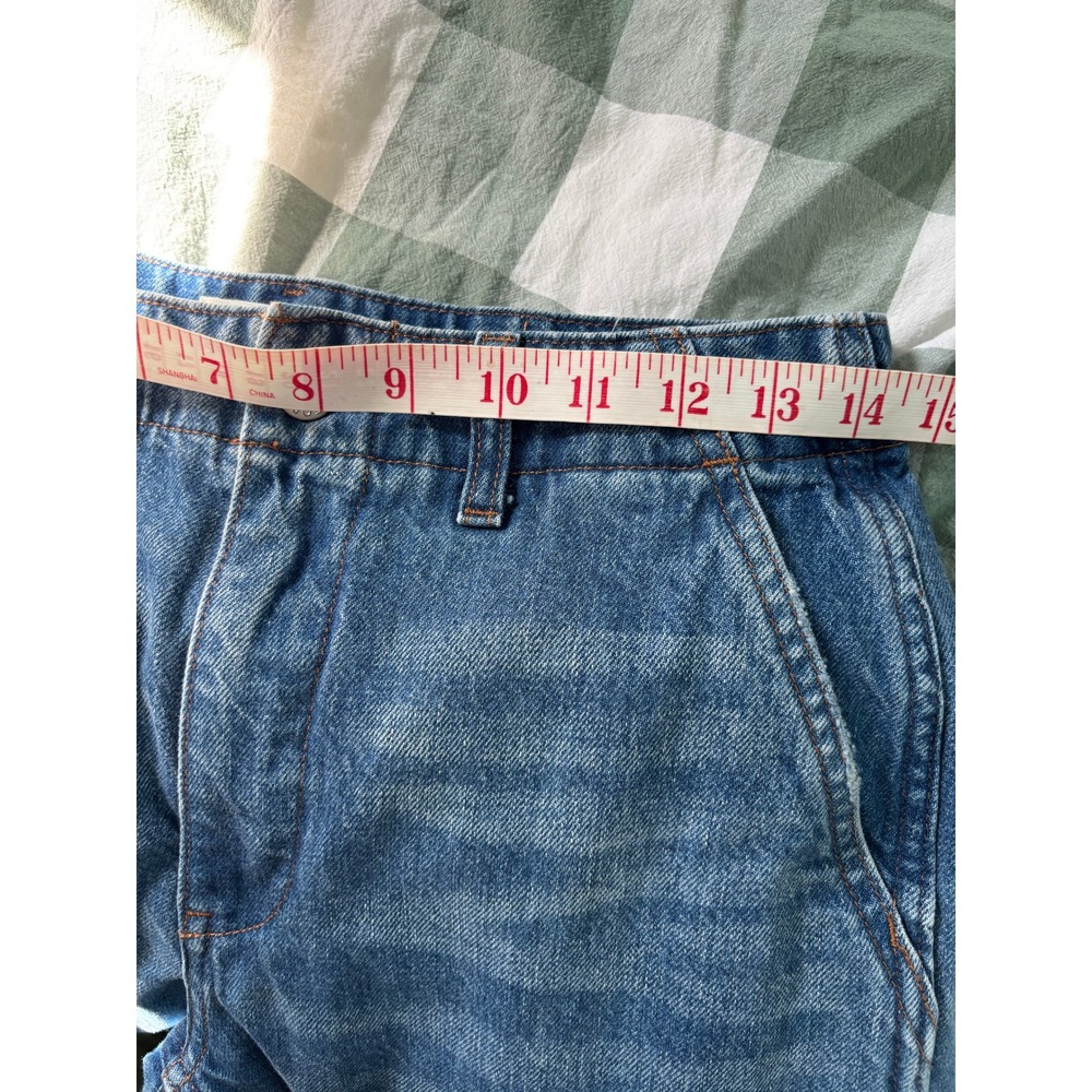 Denim Forum The 90s Edie Lo-Rise Cargo Jeans Blue Straight Leg 100% Cotton 25 - Picture 8 of 11
